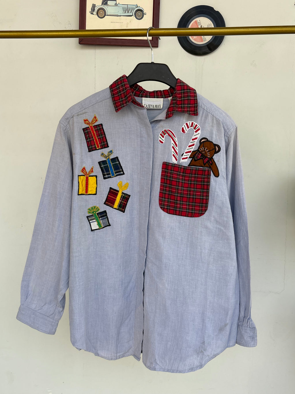 Ghingham collar patchwork shirt