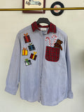 Ghingham collar patchwork shirt