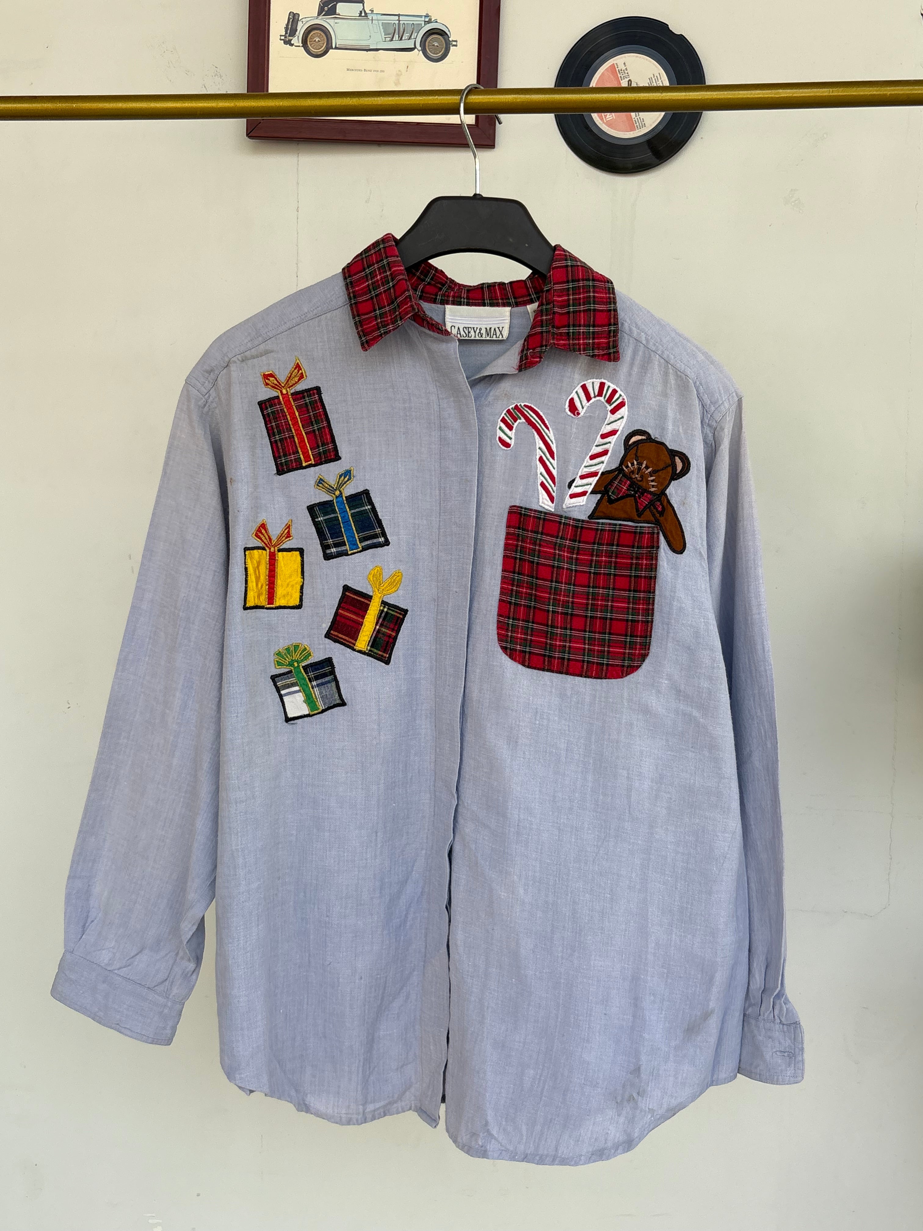 Ghingham collar patchwork shirt