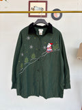 Checkered green shirt with embroidery
